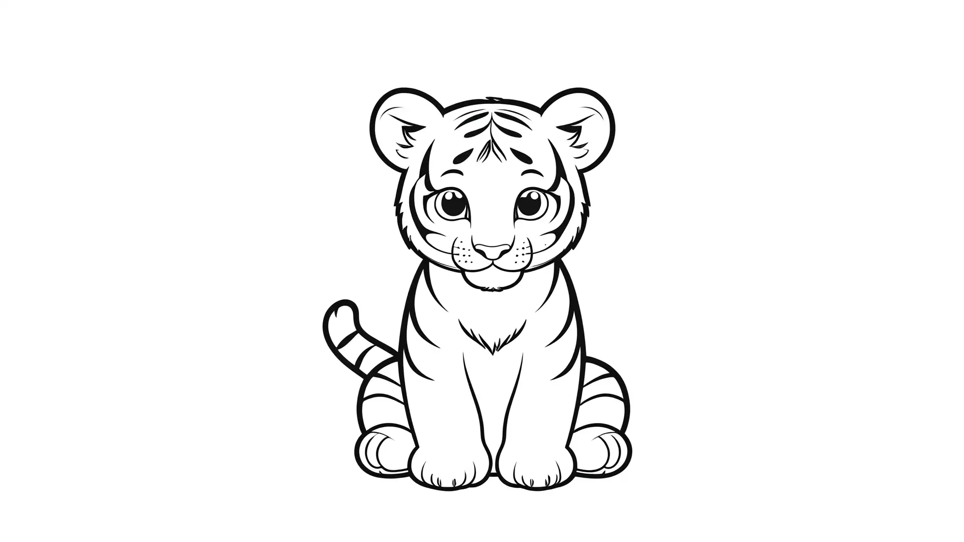 Zittende Tijger Welp Kleurplaat