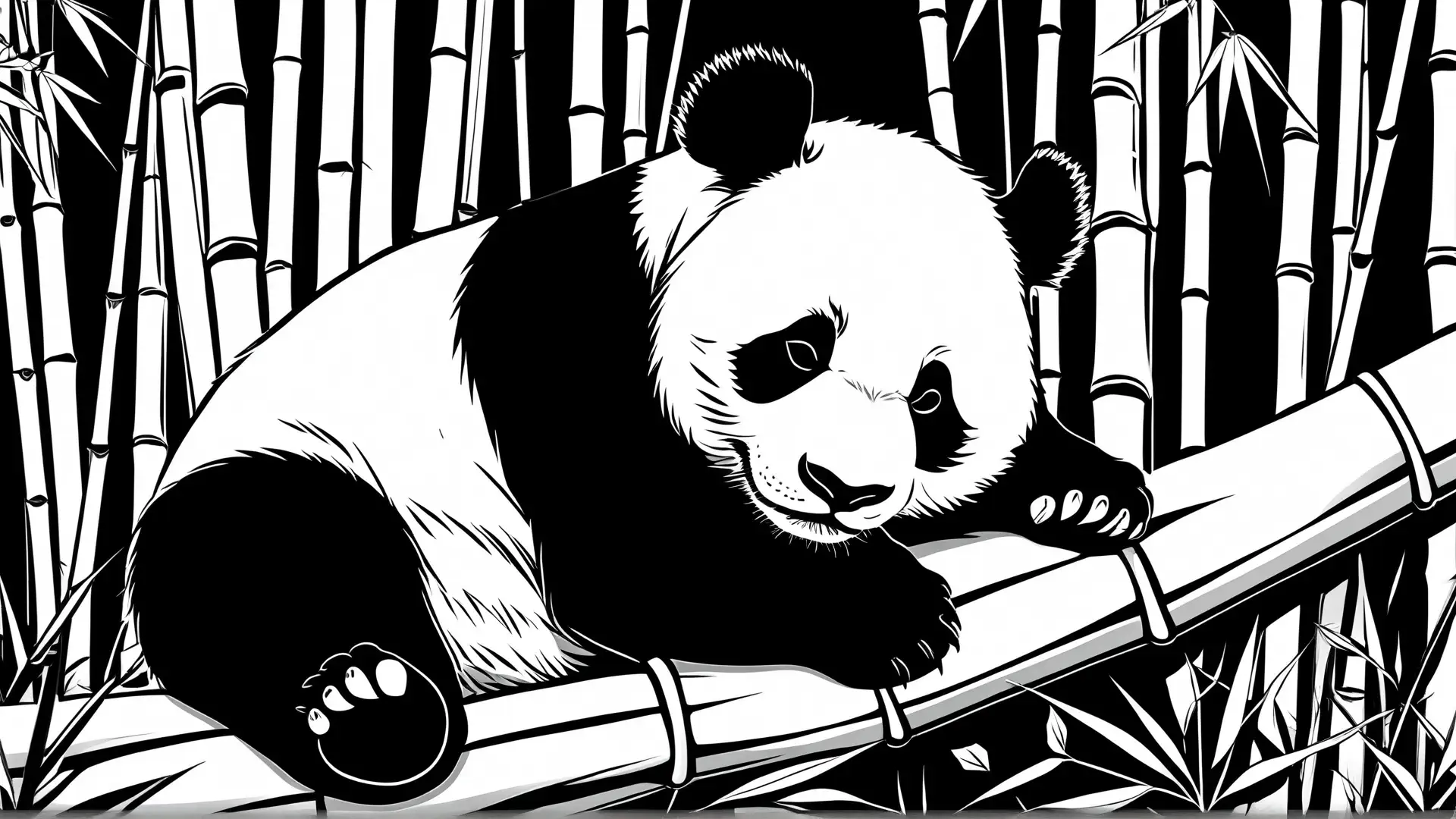 Panda in Bamboebos Kleurplaat