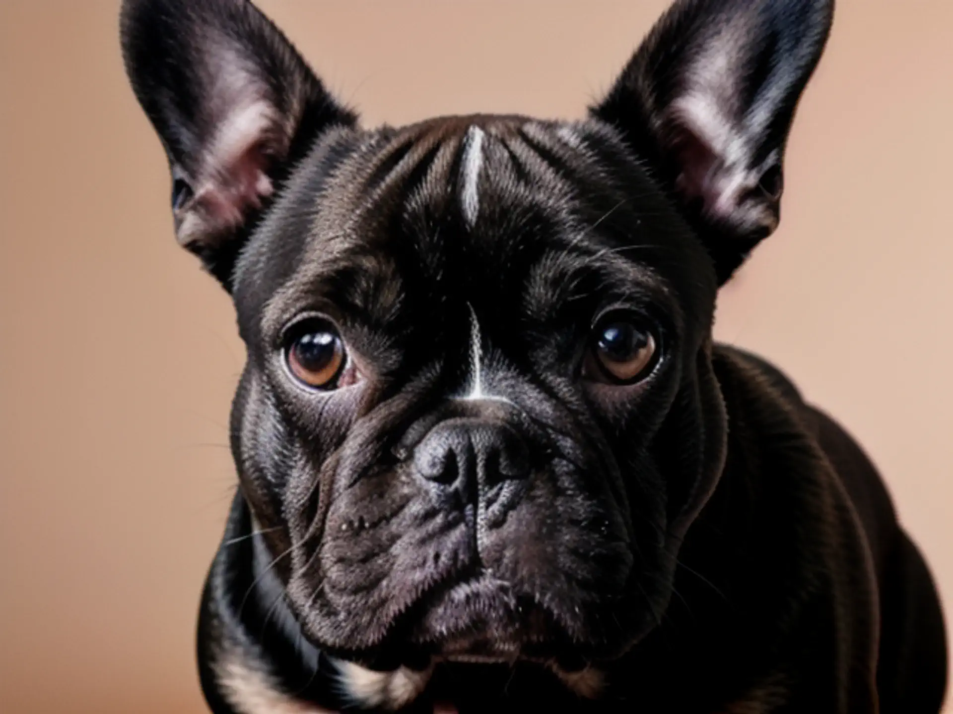 Close-up portret Franse Bulldog met expressieve ogen