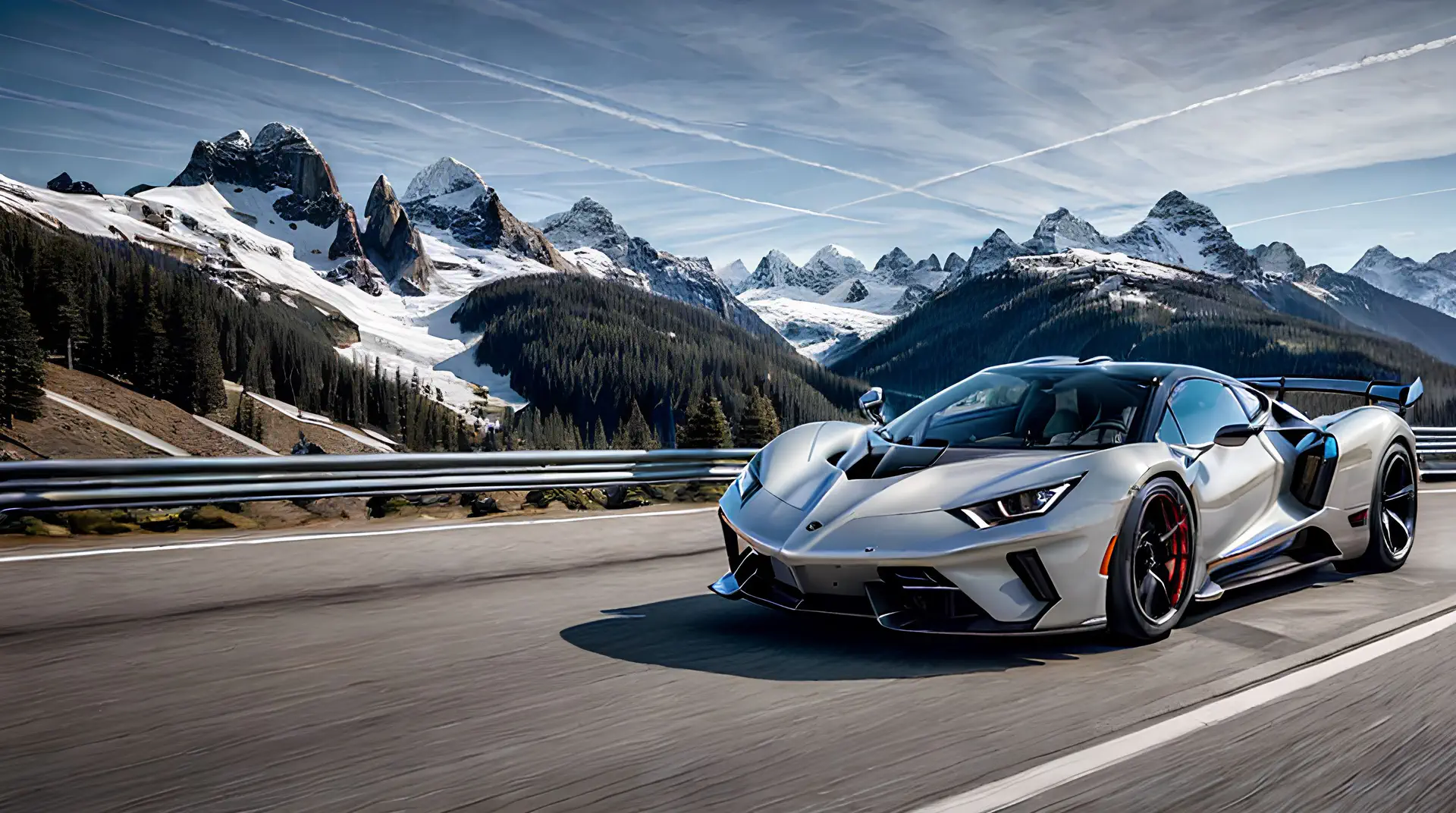 Zilveren Supercar op Bergpas: Alpine Rijervaring in 4K Achtergrond