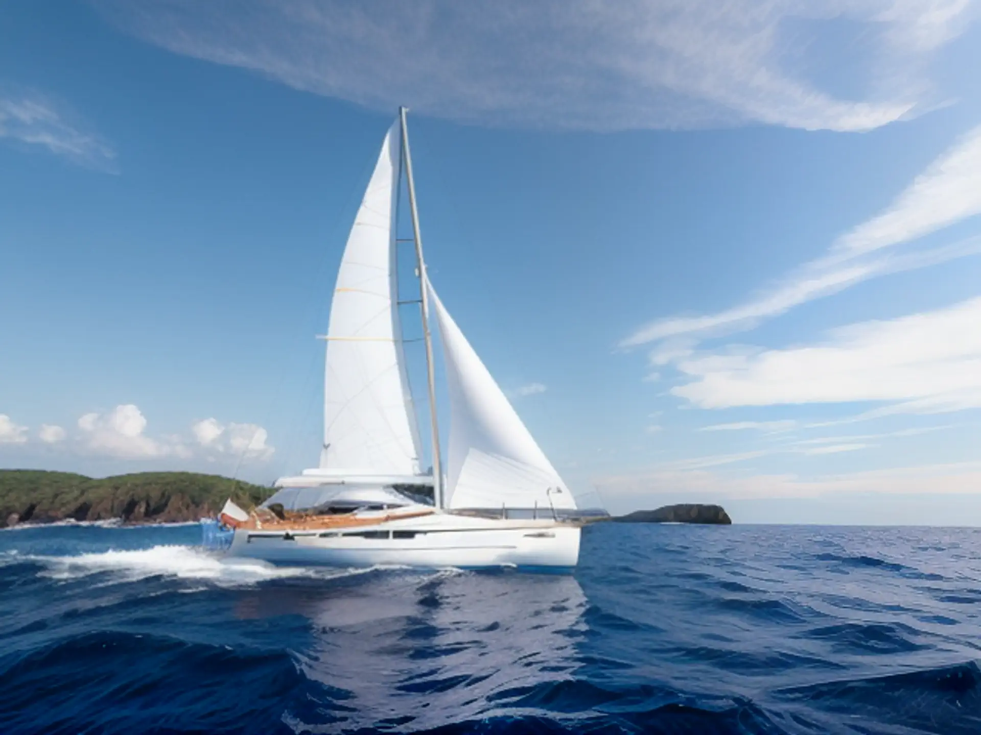 Luxe zeilboot op azuurblauwe zee tijdens zonnige zomerdag