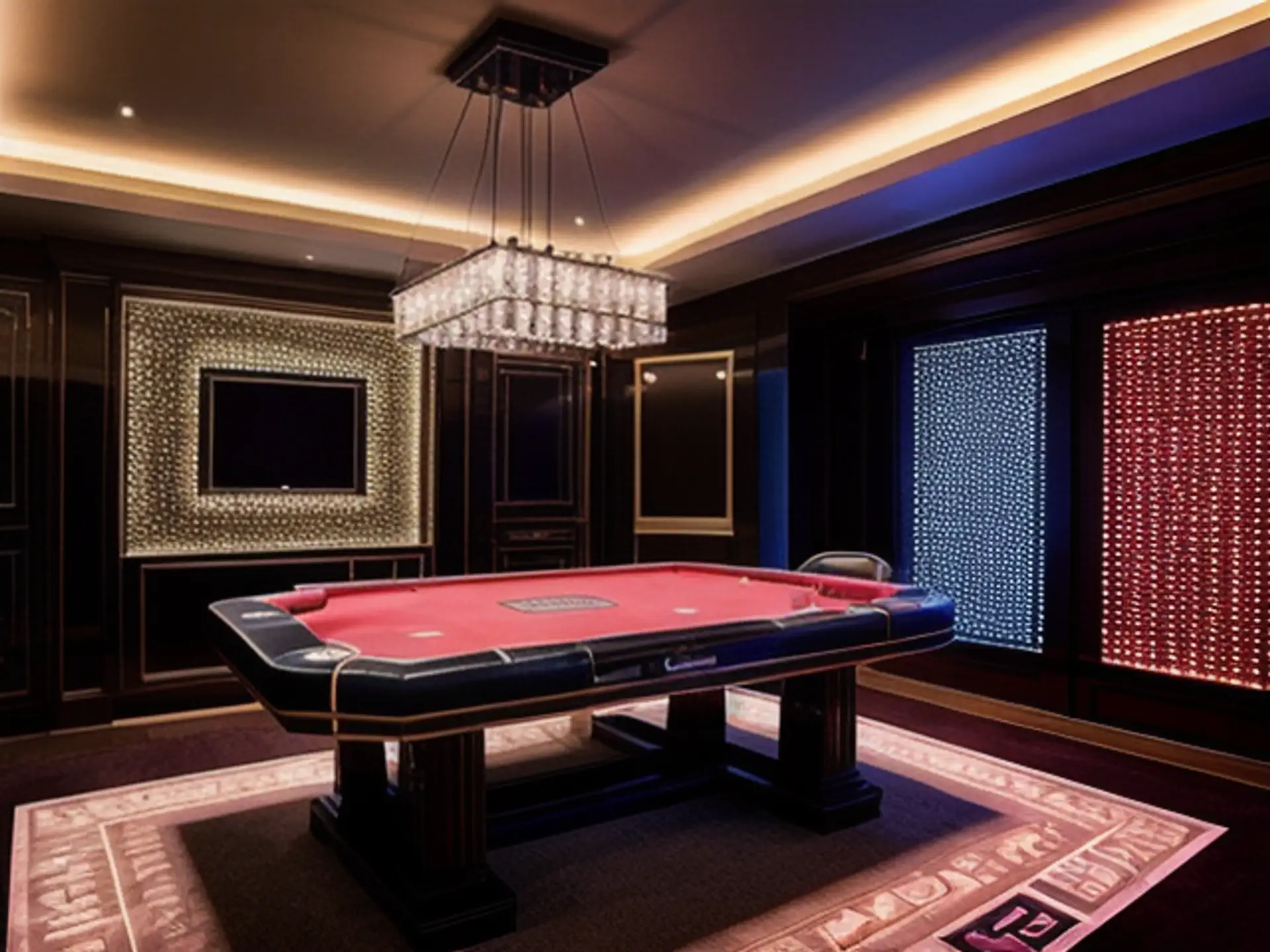 Luxe pokertafel in exclusieve speelkamer met stijlvolle