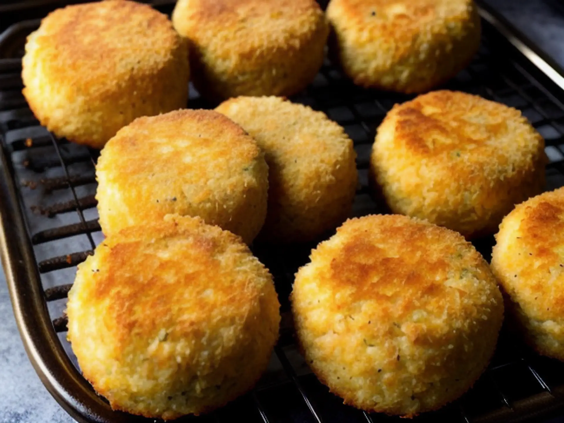 Huisgemaakte aardappelkroketten met knapperige korst op bakplaat