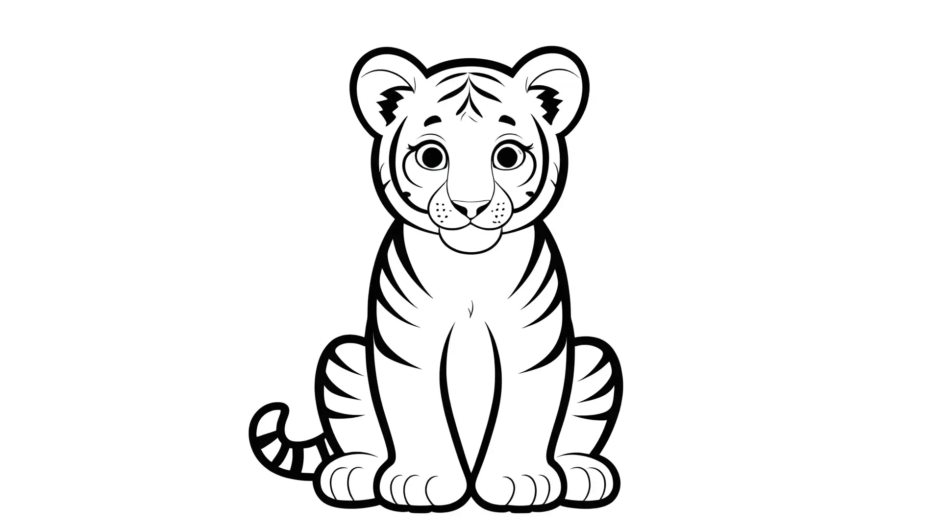 Elegante Zittende Tijger Kleurplaat