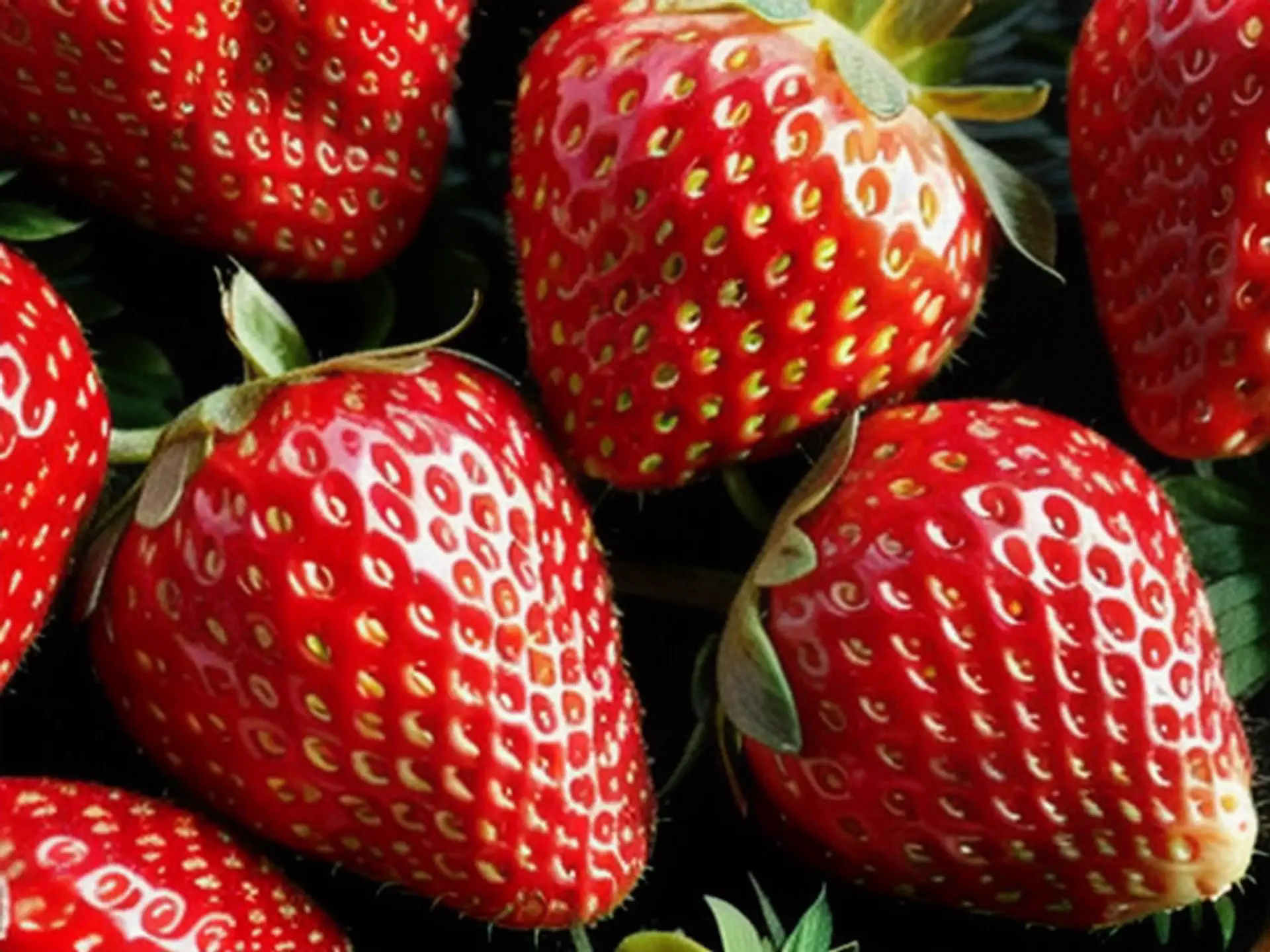 Sappige verse aardbeien in close-up met natuurlijke glans en textuur