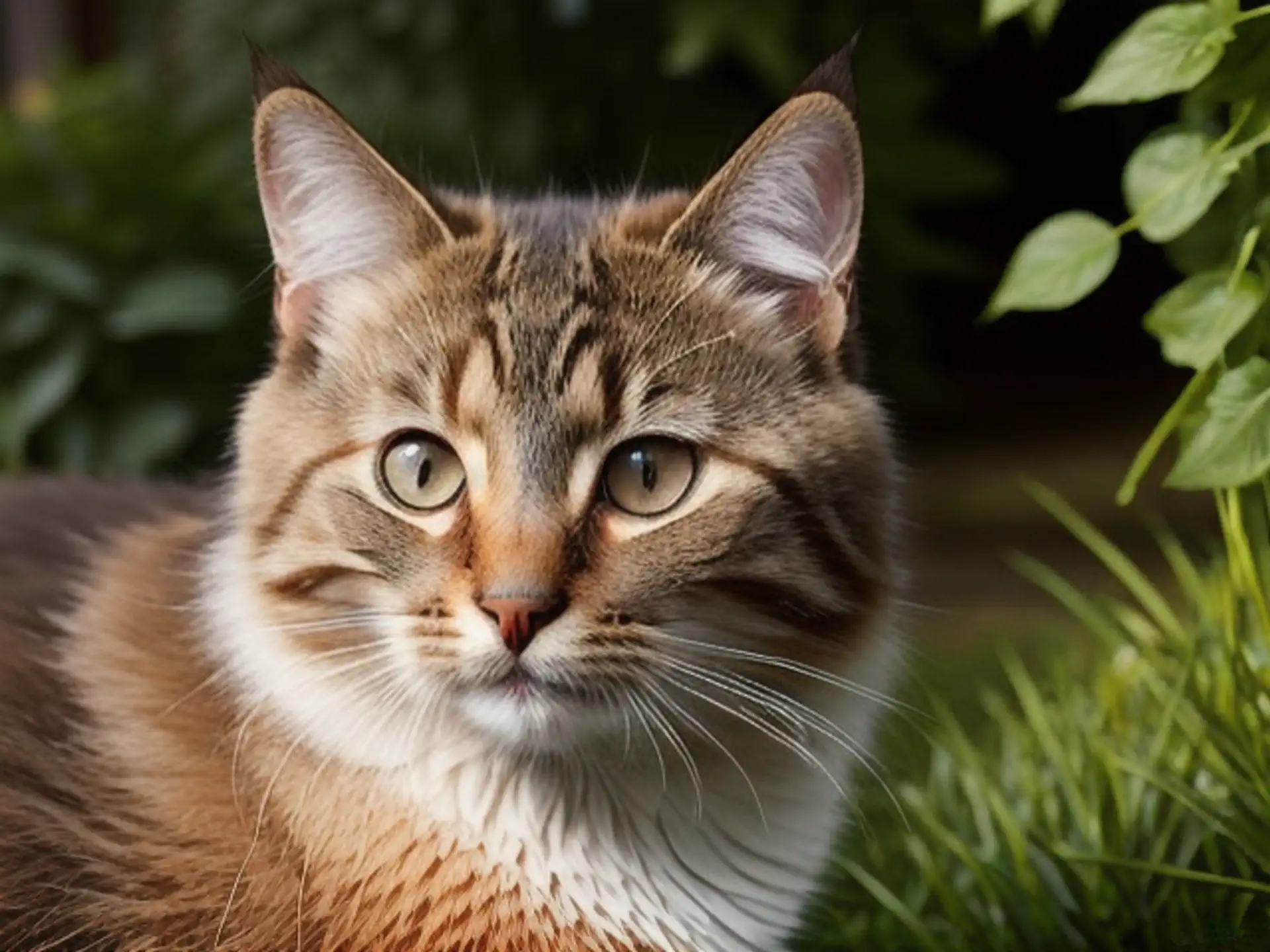 Sierlijke langharige kat met amberkleurige ogen