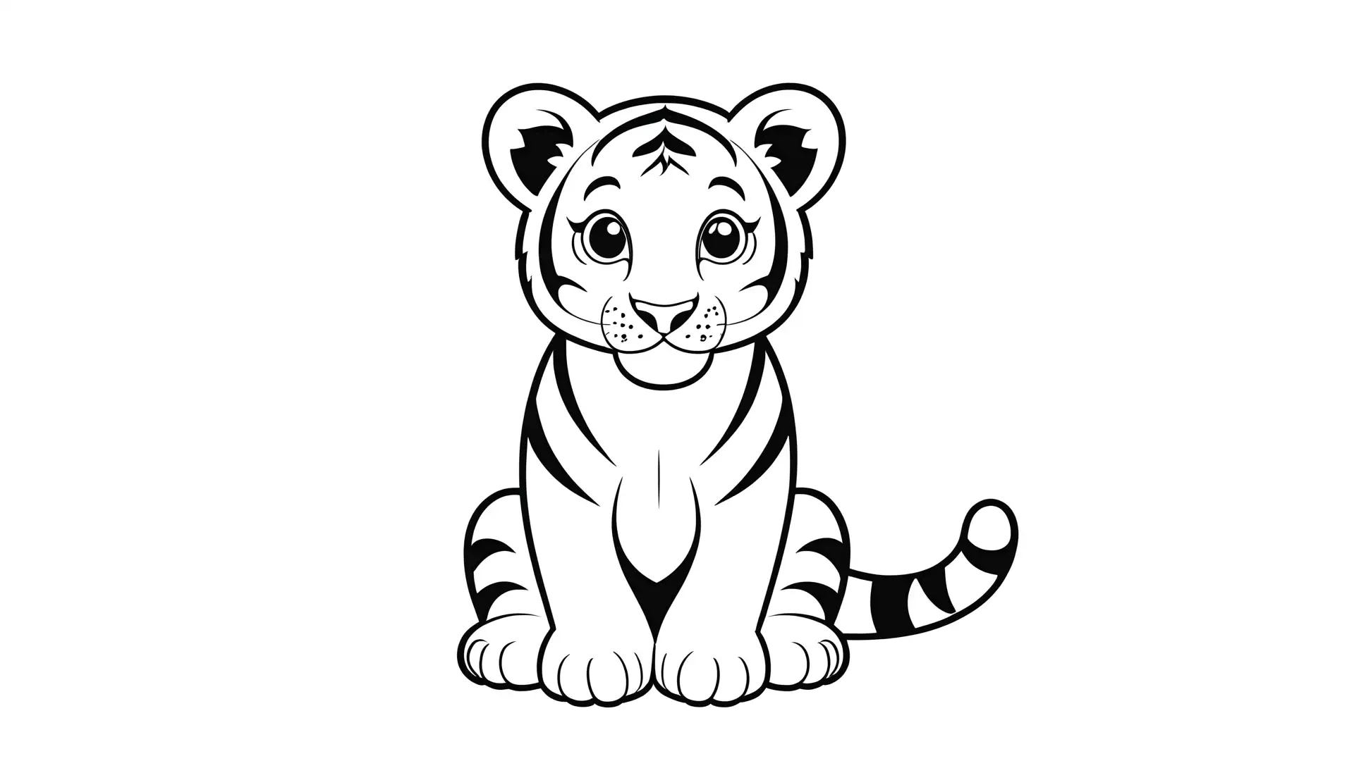 Lieve Tijger met Grote Ogen Kleurplaat