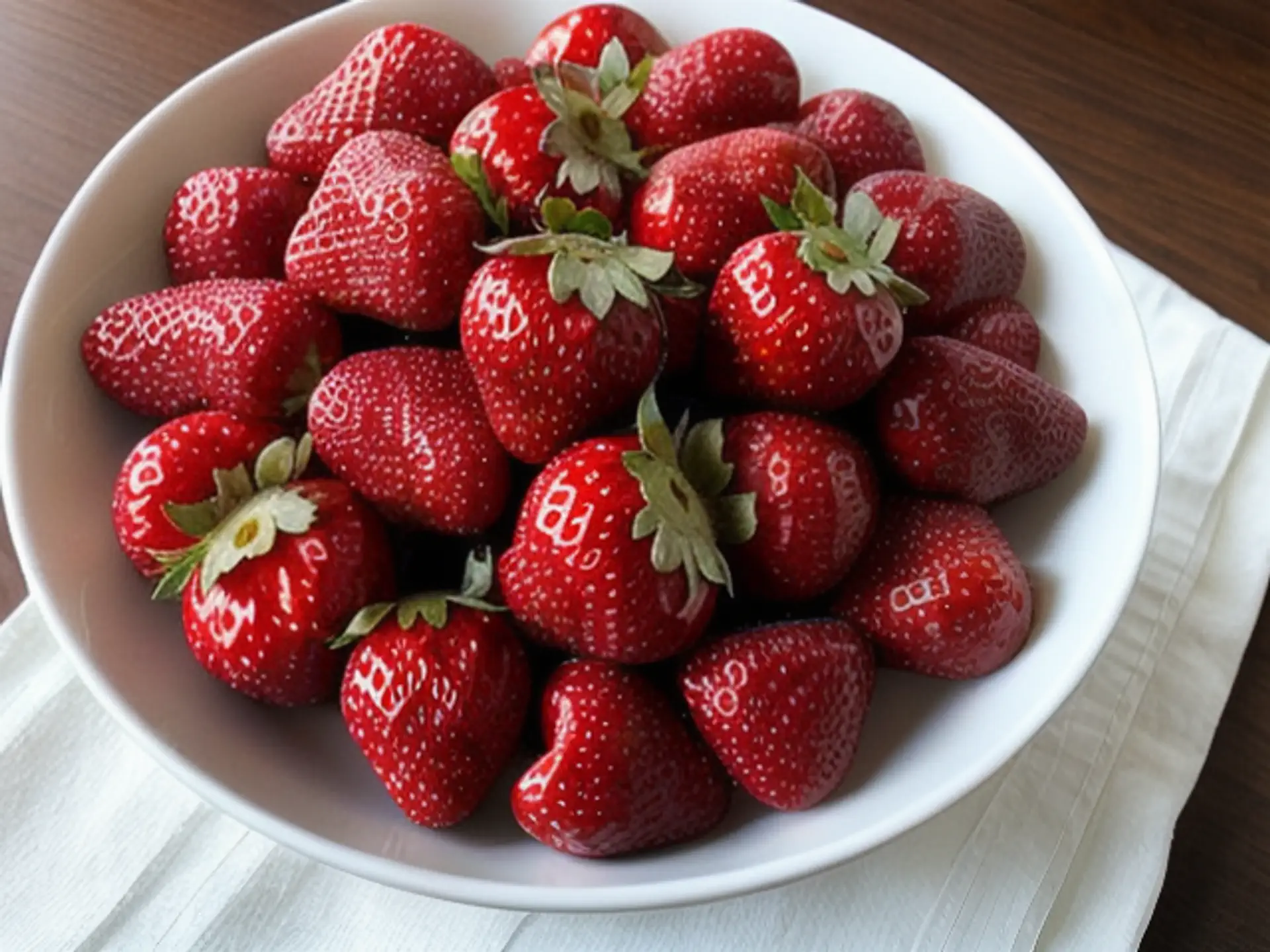 Verse rijpe aardbeien in witte schaal - Sappig zomerfruit