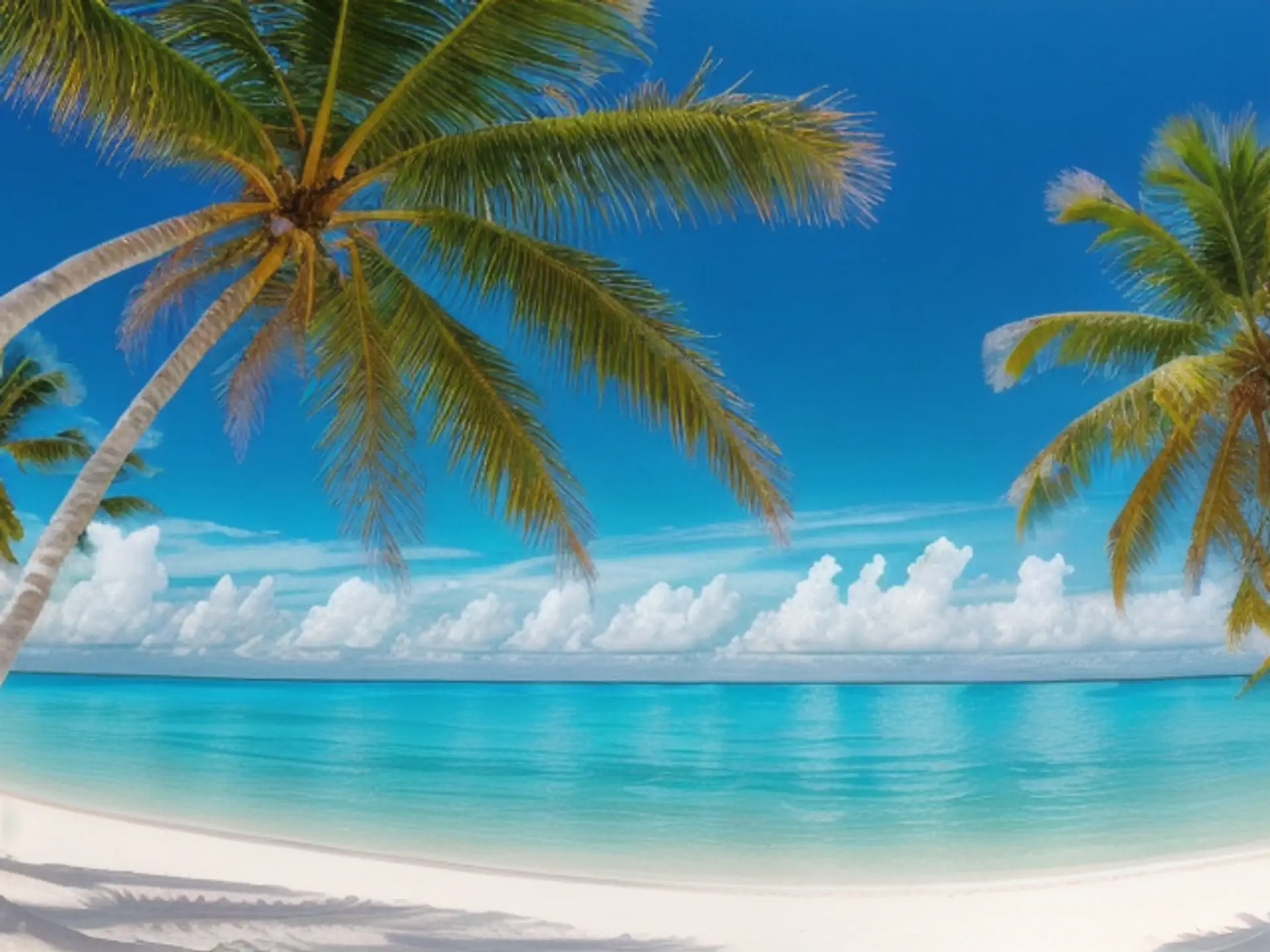 Tropisch paradijs met palmbomen aan kristalhelder turquoise water