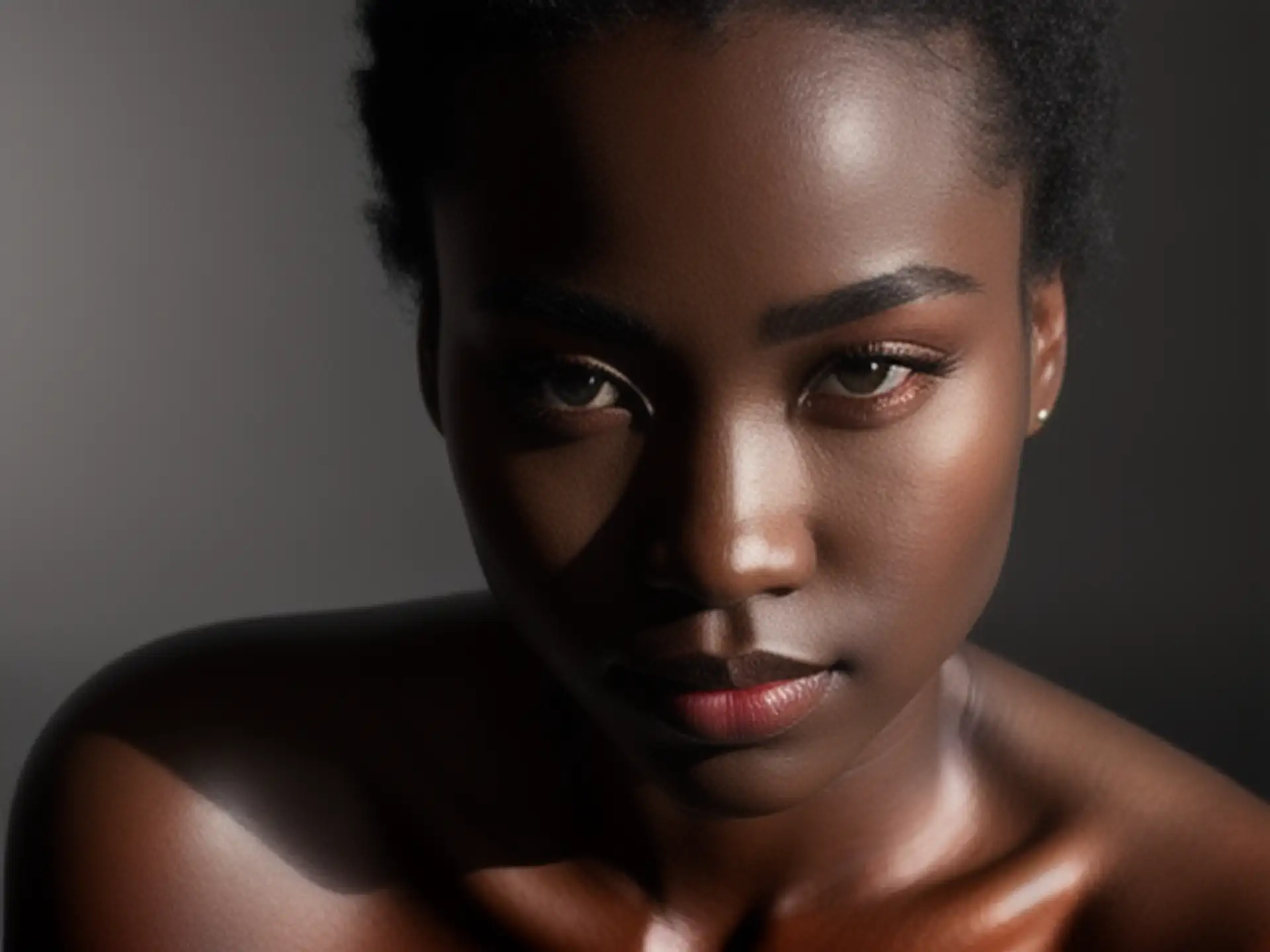 Artistiek beauty portret met dramatische belichting en natuurlijke look