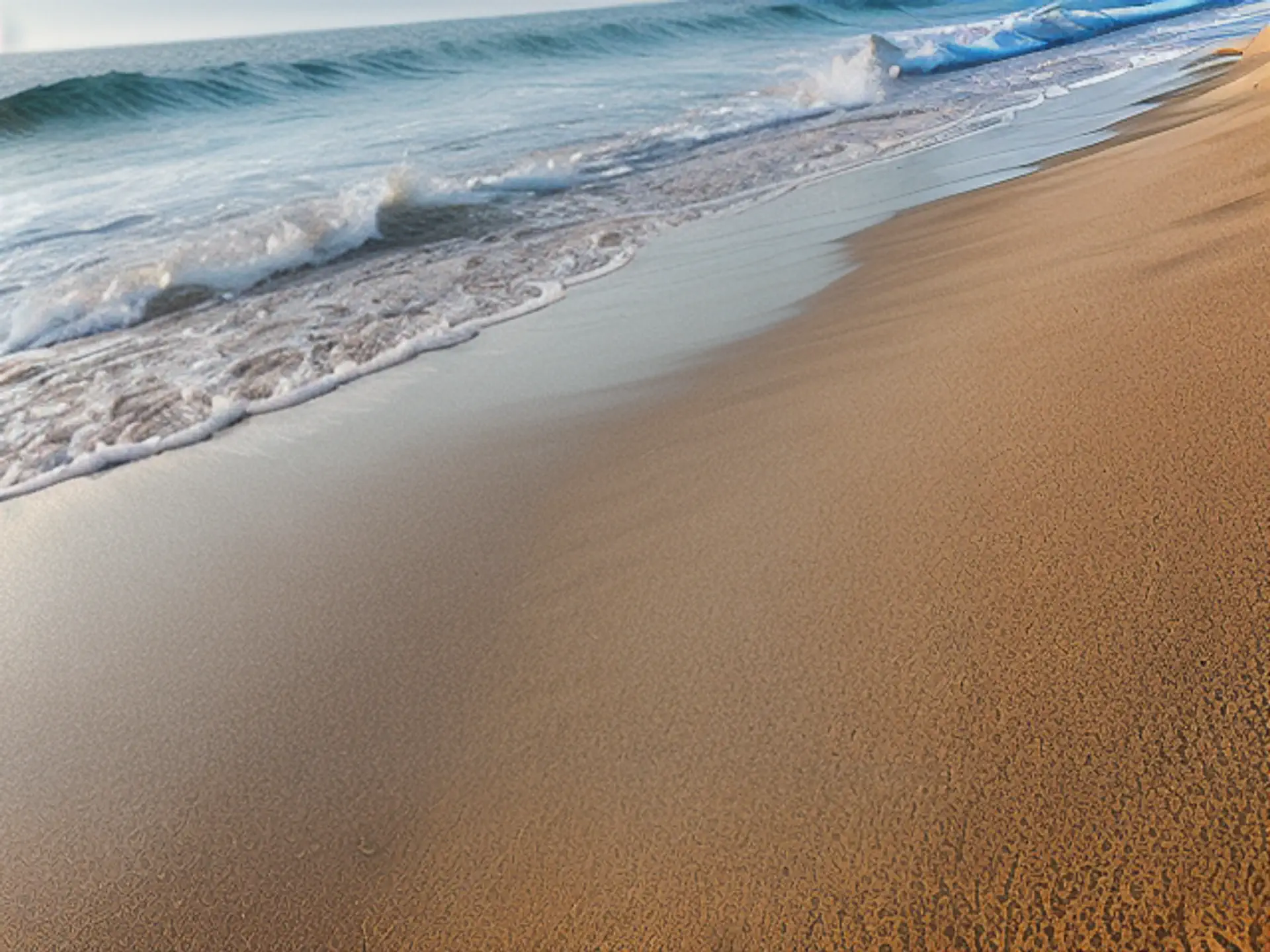Rustgevende branding op verlaten zandstrand tijdens zonsopkomst